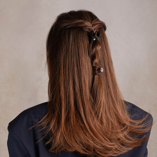 KITSCH Black Tort Mini Cloud Claw Clips 6pc — model hair shot