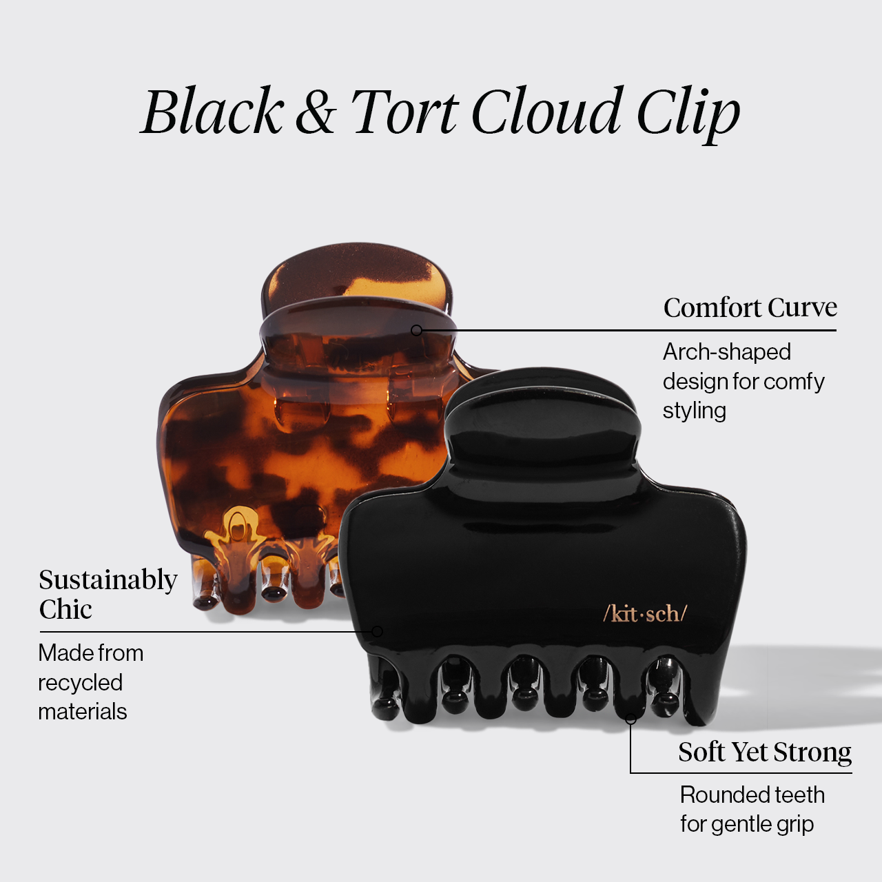 KITSCH Black & Tort Cloud Claw Clips 2pc Set - product infographic