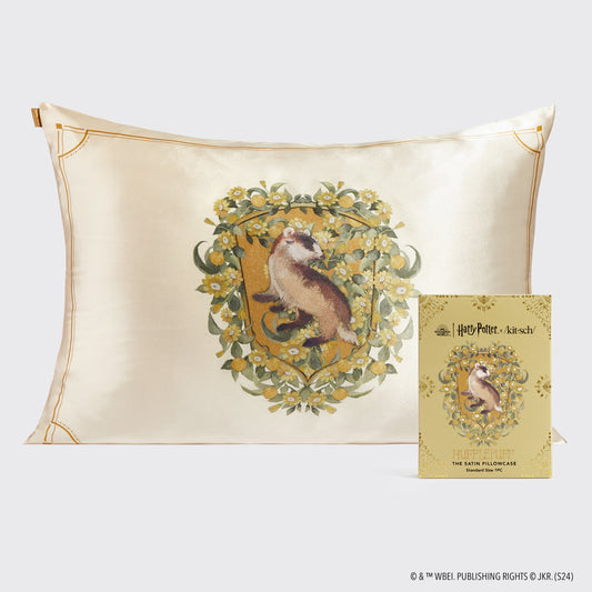 Kitsch x Harry Potter Hufflepuff Standard Satin Pillowcase — hero