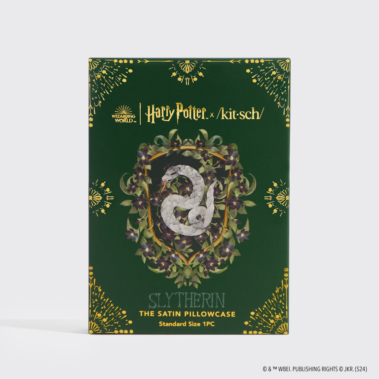 Kitsch x Harry Potter Slytherin Standard Satin Pillowcase — packaging