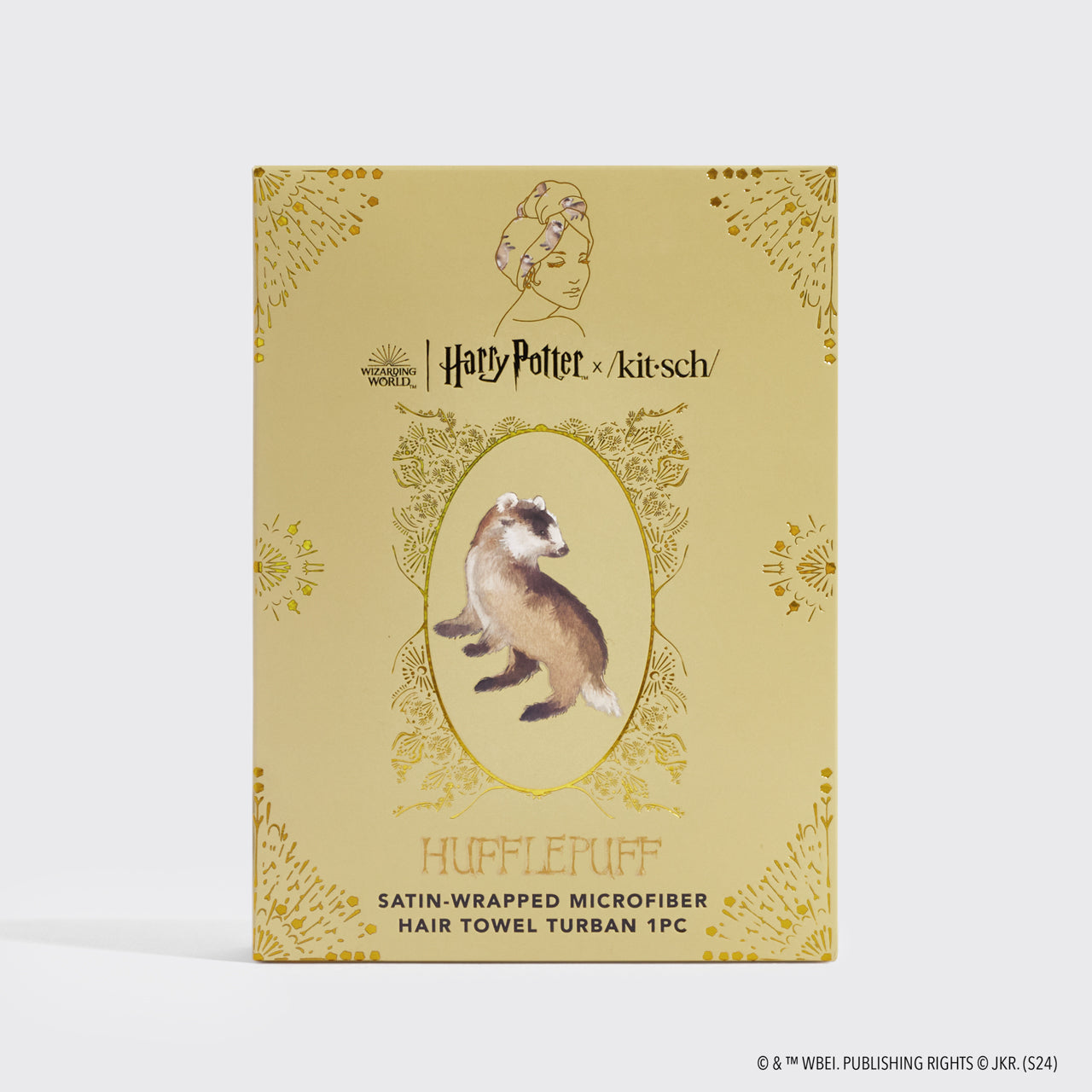 Hufflepuff Satin Wrapped Hair Towel, KITSCH
