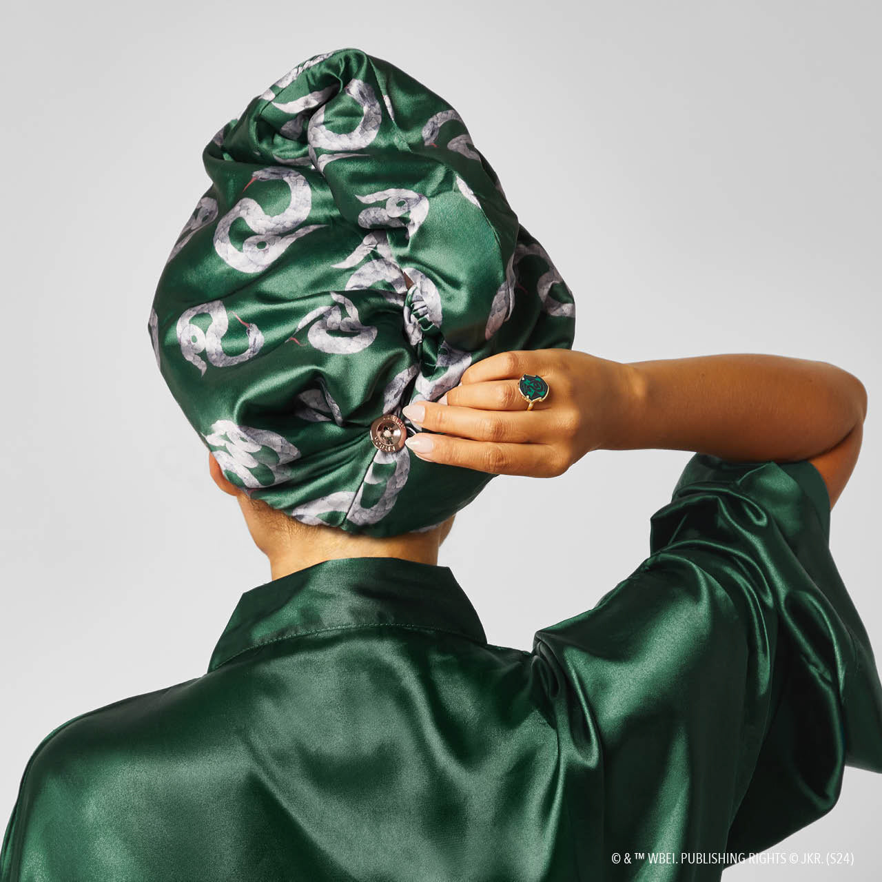 Slytherin Satin Wrapped Hair Towel, KITSCH