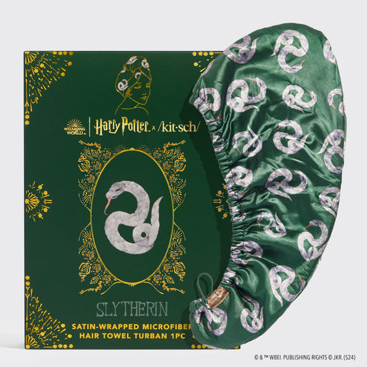 Slytherin Satin Wrapped Hair Towel, KITSCH