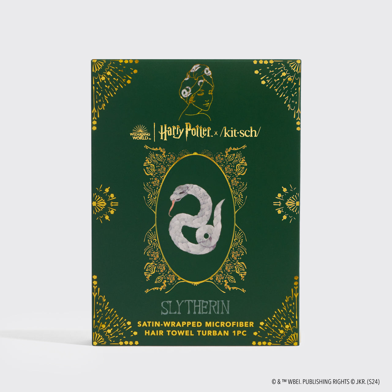 Slytherin Satin Wrapped Hair Towel, KITSCH