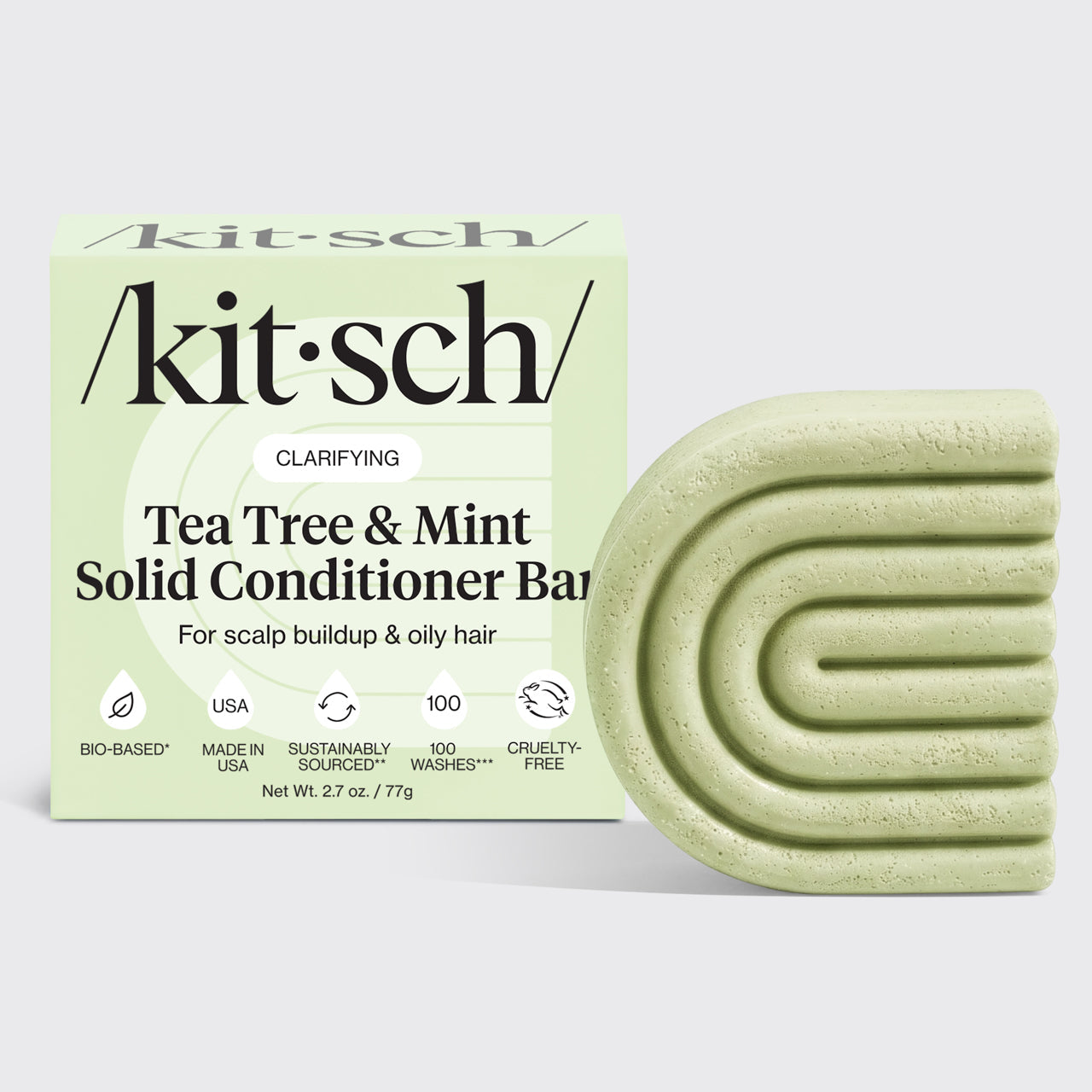 KITSCH Tea Tree & Mint Clarifying Conditioner Bar – plastic-free solid conditioner for oily scalp and product buildup