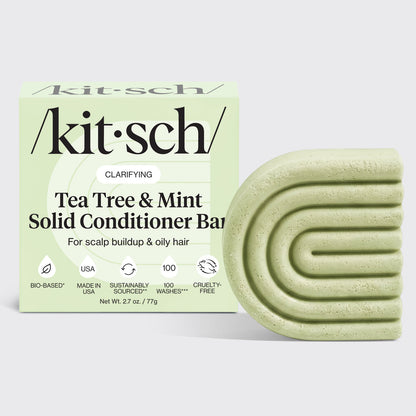 KITSCH Tea Tree & Mint Clarifying Conditioner Bar – plastic-free solid conditioner for oily scalp and product buildup