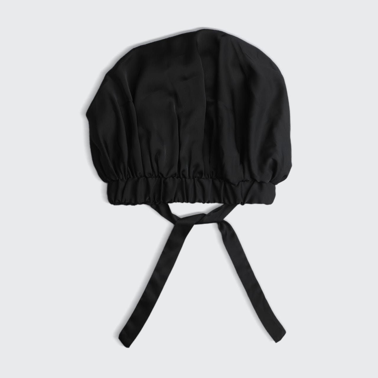 KITSCH XL Adjustable Satin Sleep Bonnet in Black — product flat lay — protects style and reduces frizz overnight