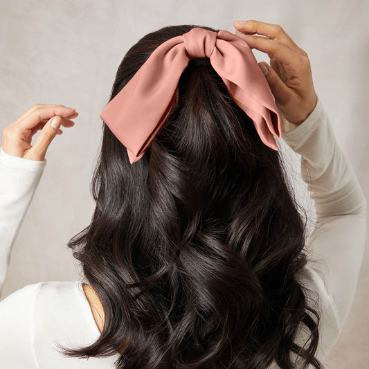 KITSCH Rosewood Bow Hair Clip — model hero shot