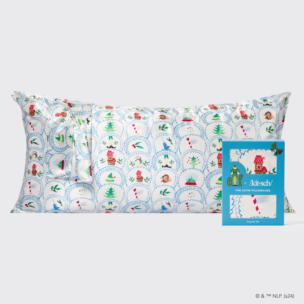 Kitsch x Elf North Pole King Satin Pillowcase — hero