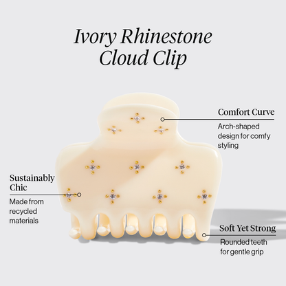 KITSCH Ivory Rhinestone Cloud Claw Clip - product infographic