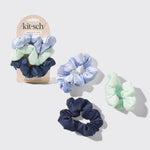 KITSCH Garden Bouquet Cloud Scrunchies 3pc Set — hero product shot — 3 super-soft cloud scrunchies in garden bouquet floral tones — gentle hold, made from recycled fabric