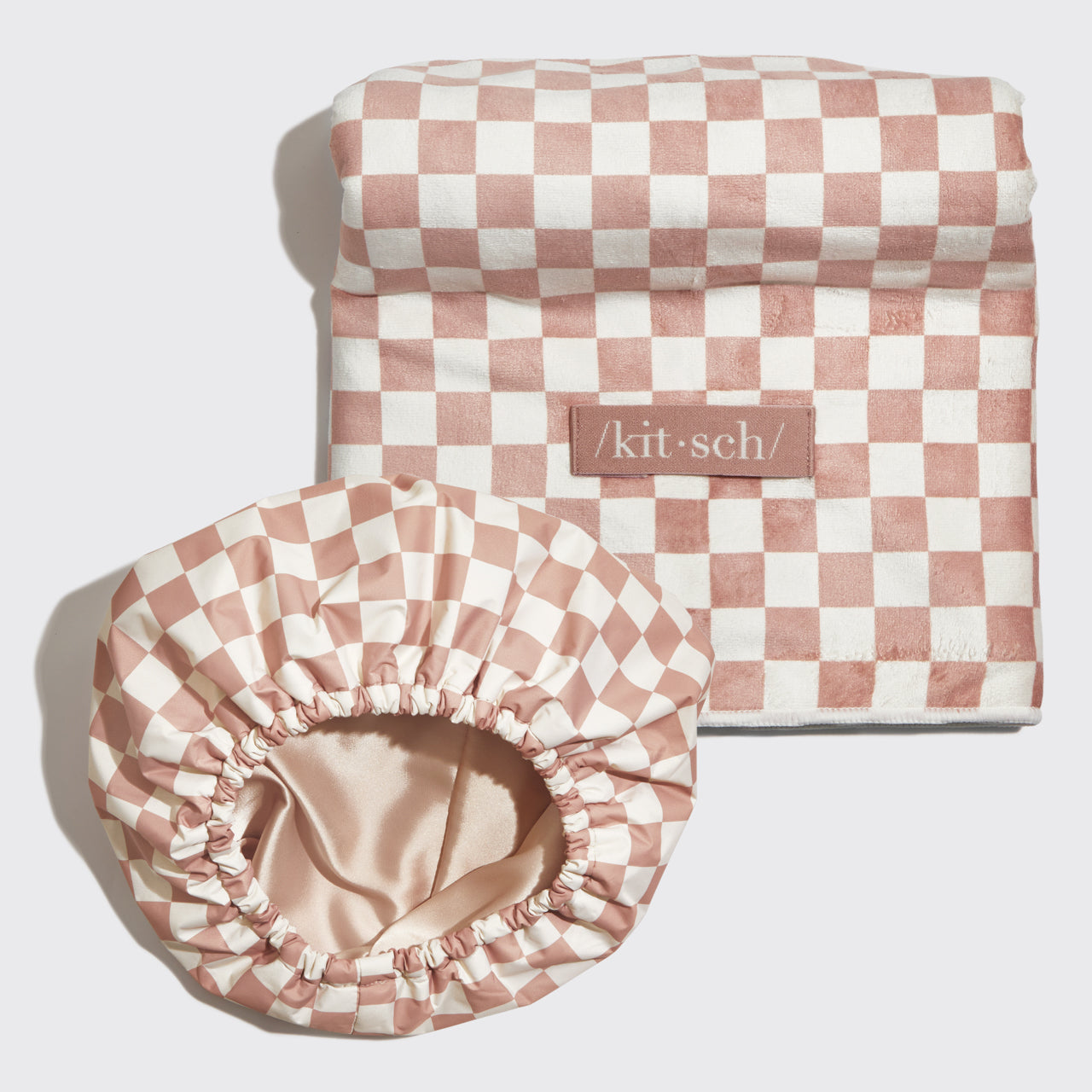 Kitsch Flexi Shower Cap detail showing satin lining and flexible band