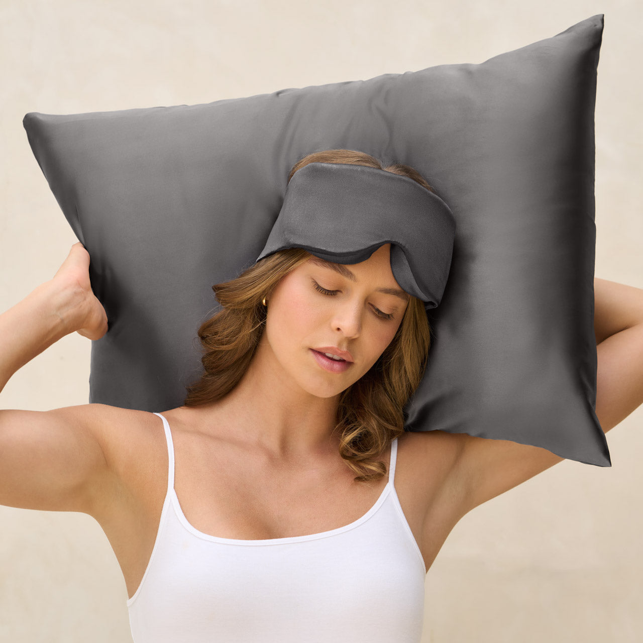 Kitsch Charcoal Contour Pillow Eye Mask lifestyle shot