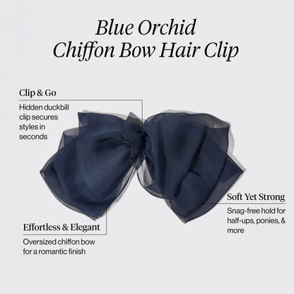 KITSCH Blue Orchid Chiffon Bow Hair Clip — high-res product detail