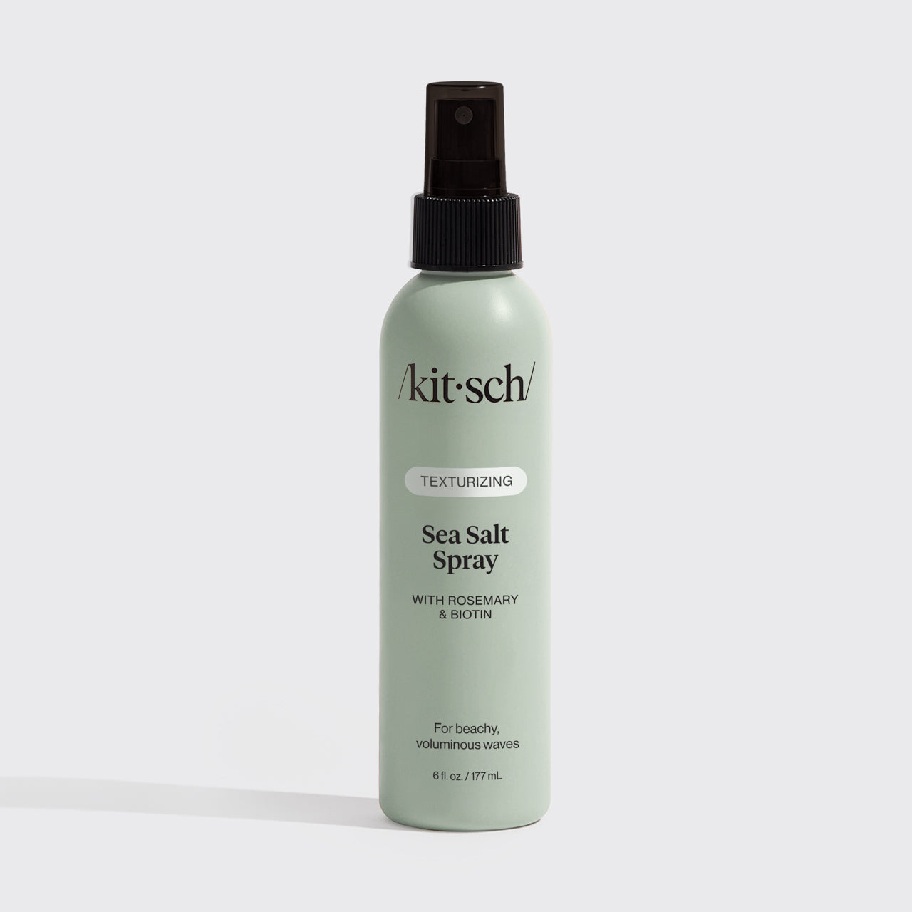KITSCH Texturizing Sea Salt Spray — hero standalone bottle shot on light background — Formulated with rosemary, Biotin & Amaze® SP polymer — For sea-siren-approved beach waves — no crunch, just touchable texture — 6 fl oz / 177 mL