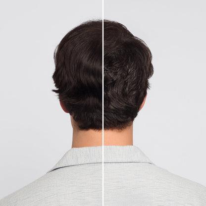 KITSCH Texturizing Sea Salt Spray — before & after split shot, back view of female model — left: frizzy unruly hair before | right: defined touchable waves after — non-drying formula with rosemary & biotin
