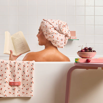 Cherry Print Satin Shower Cap, KITSCH