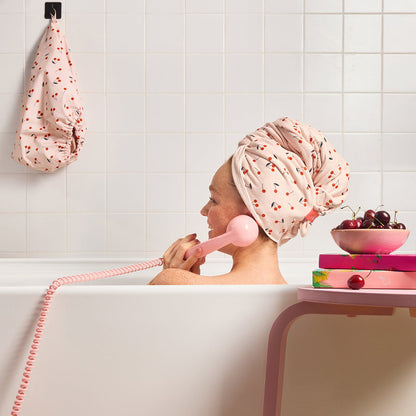 Cherry Print XL Hair Towel Wrap, KITSCH