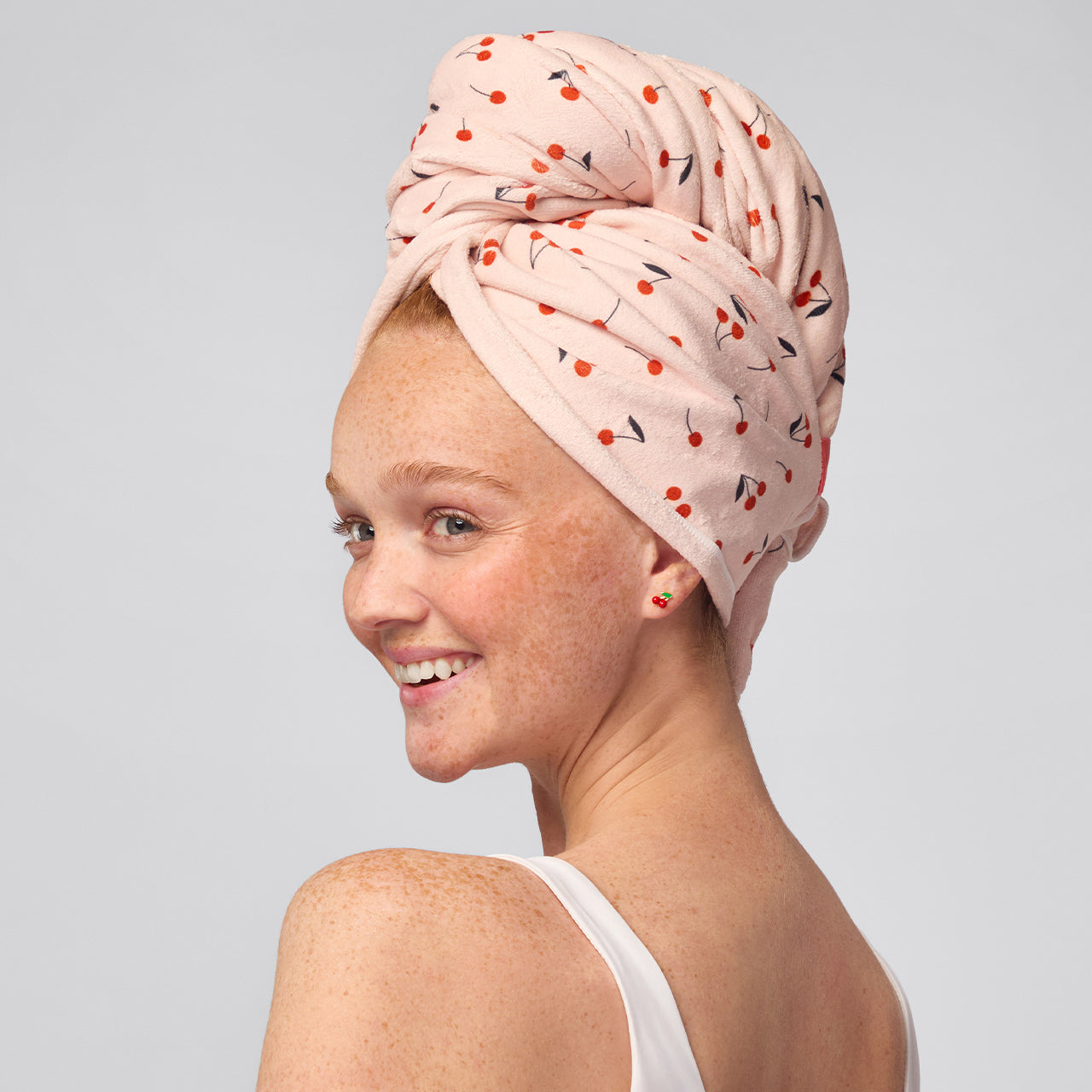 Cherry Print XL Hair Towel Wrap, KITSCH