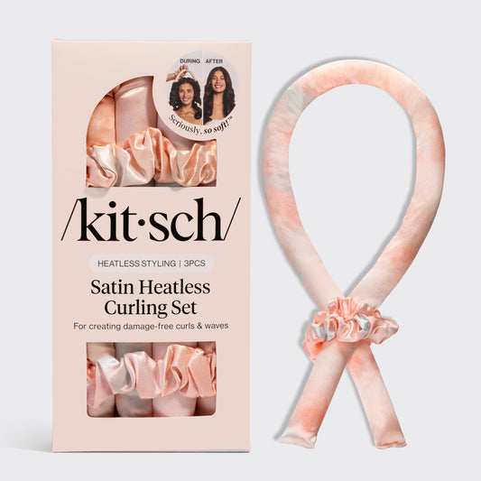Kitsch Sunset Tie Dye Satin Heatless Curling Set on a soft neutral background