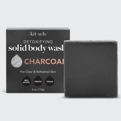 KITSCH Charcoal Detoxifying Body Wash Bar — hero shot — solid bar, bottle-free formula