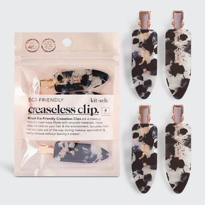 KITSCH Eco-Friendly Creaseless Clips 4pc Black Terrazzo — Hero