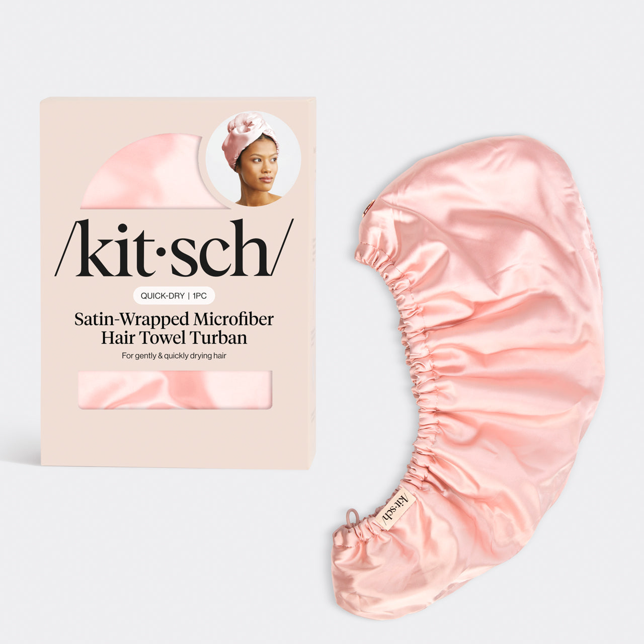 Blush Satin Wrapped Hair Towel, KITSCH
