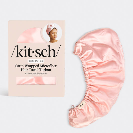Blush Satin Wrapped Hair Towel, KITSCH