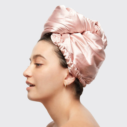 Blush Satin Wrapped Hair Towel, KITSCH
