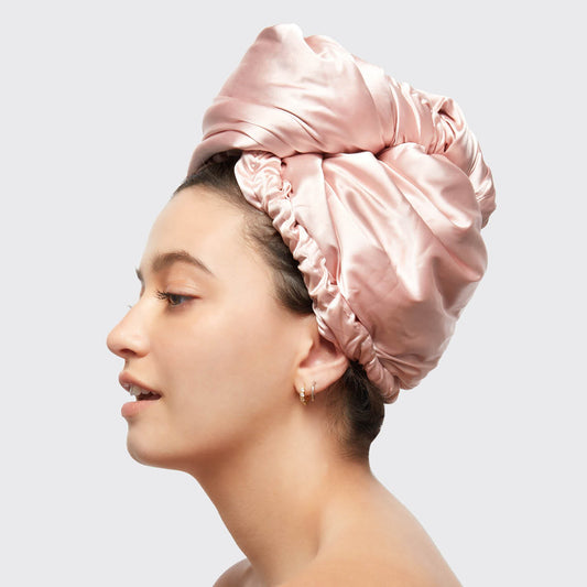 Blush Satin Wrapped Hair Towel, KITSCH