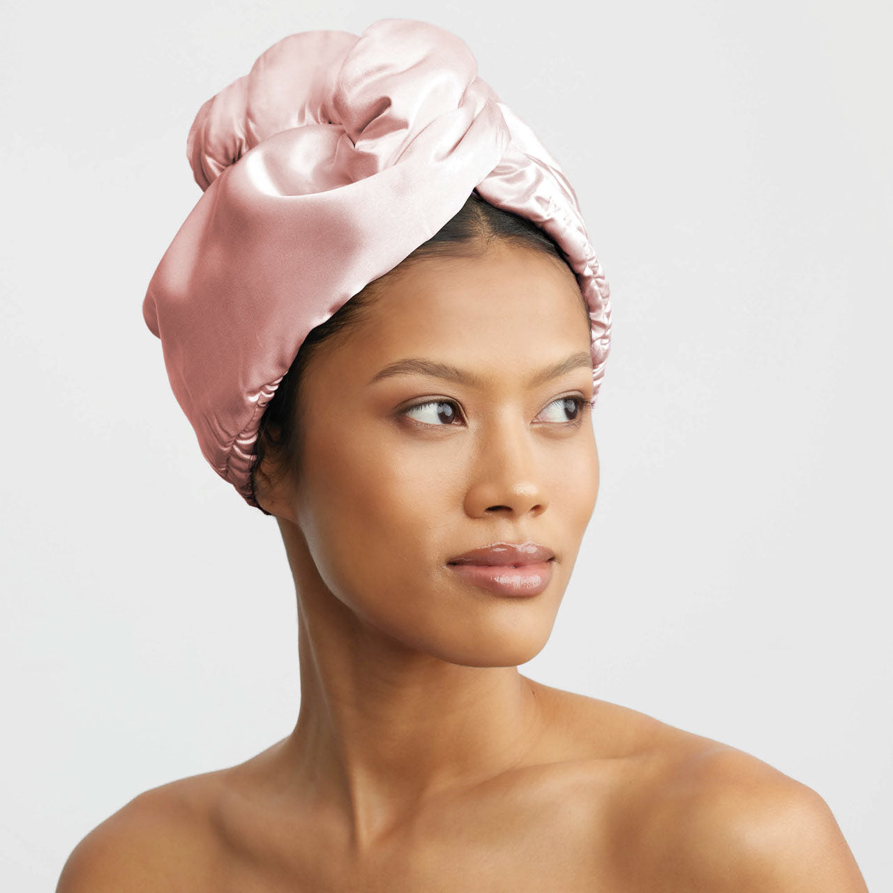 Blush Satin Wrapped Hair Towel, KITSCH