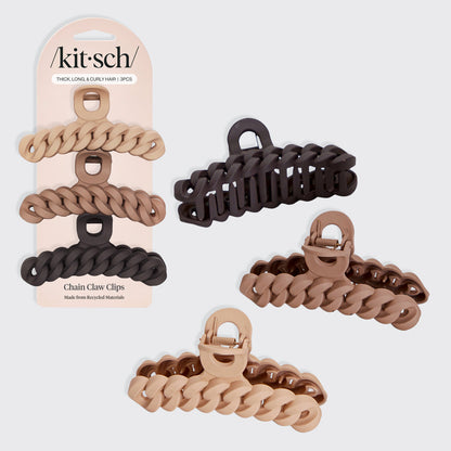 KITSCH Neutral Chain Claw Clips 3pc Set - hero product shot