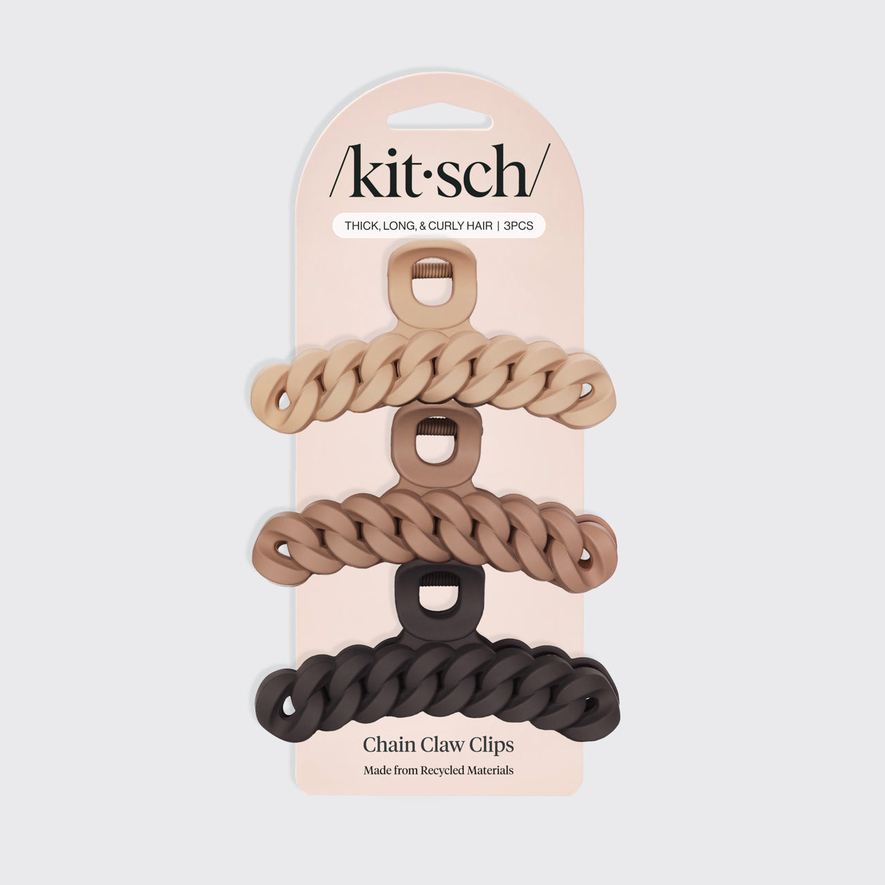 KITSCH Neutral Chain Claw Clips 3pc Set - packaging flat lay