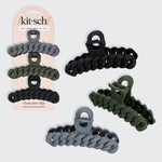 KITSCH Black & Moss Chain Claw Clips 3pc Set - hero product shot