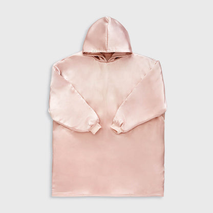 Kitsch Glazey in Blush laid flat, showcasing the satin-lined hood and soft blush fabric.