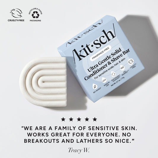 KITSCH Ultra Sensitive Conditioner & Shave Bar with 5-star customer review – gentle 2-in-1 bar for sensitive hair and skin