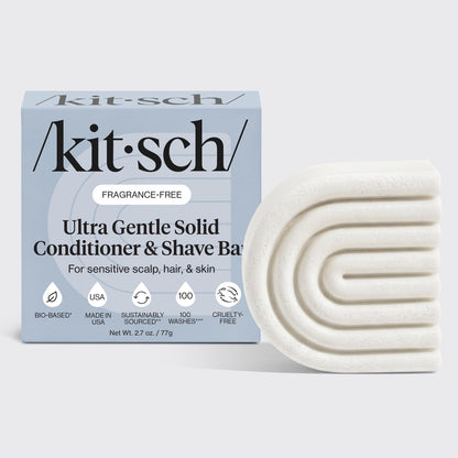 KITSCH Ultra Sensitive Conditioner & Shave Bar – fragrance-free 2-in-1 solid conditioner for sensitive scalp and skin