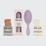 KITSCH Build Your Own Shampoo & Conditioner with FREE Wet/Dry Brush — hero bundle flat-lay — customizable shampoo and conditioner bars with detangling brush — sustainable, bottle-free beauty