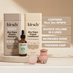 KITSCH Hair Growth Essentials — hero bundle featuring Rice Water Shampoo, Rice Water Conditioner, Strengthening Rosemary & Biotin Scalp & Hair Oil, and Scalp Oil Applicator — promotes hair growth and supports scalp health & hair strength from root to tip — for thicker, longer, healthier hair