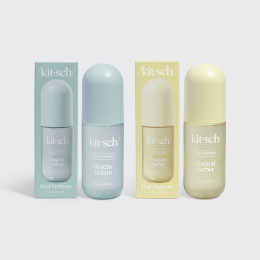Kitsch Coastal Cottage Hair Perfume Duo set – two hair perfume bottles on a soft neutral background