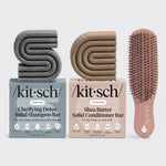 KITSCH Bye Buildup Trio — Detox Shampoo Bar, Shea Butter Hydrating Solid Conditioner Bar, and Scalp Renewal Brush in Terracotta — complete scalp-detox routine bundle