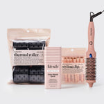 KITSCH Frizz-Free Blowout Bundle — Humidity-Blocking Frizz Shield Spray, Terracotta Thermal Round Brush, Rose Gold Styling Clips, and Ceramic Thermal Rollers