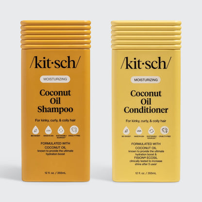KITSCH Moisturizing Coconut Oil Shampoo & Conditioner Combo set, 12 fl oz each, for kinky, curly & coily hair