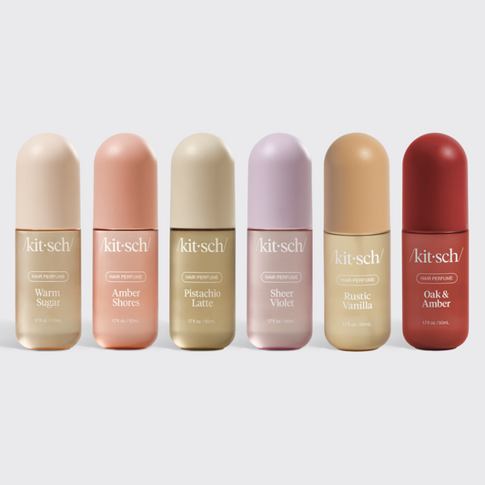 Kitsch Signature Scent Bundle – six hair perfume bottles styled together – full patented odor-eliminating hair fragrance collection