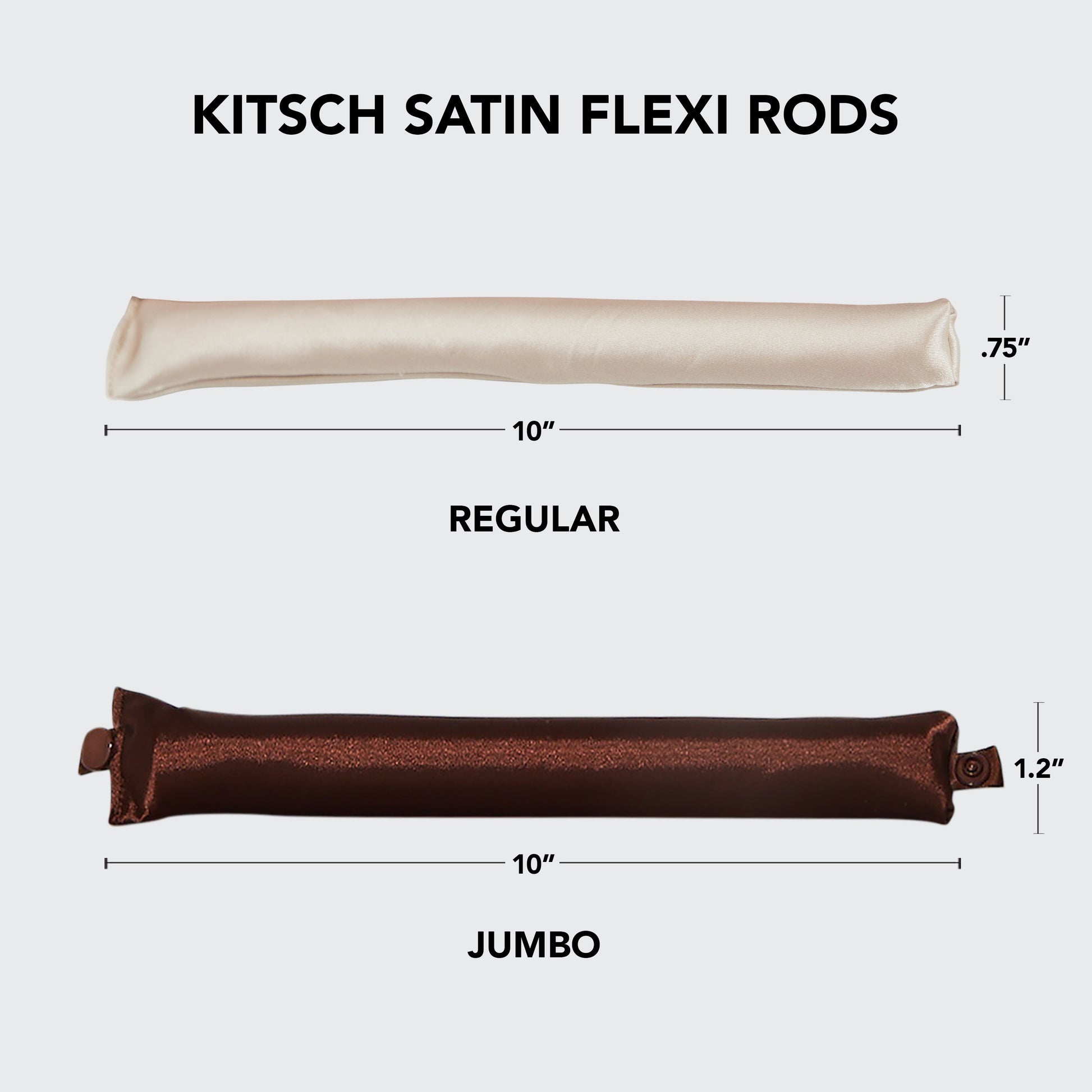 Before-and-after of Kitsch Rosewood Satin Flexi Rods – straight hair transformed into voluminous heatless curls