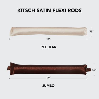 Before-and-after of Kitsch Rosewood Satin Flexi Rods – straight hair transformed into voluminous heatless curls