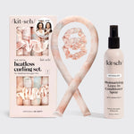 KITSCH Satin Heatless Curling Set + Moisturizing Argan Milk Leave-In Conditioner Bundle — hero shot — complete heatless curl routine