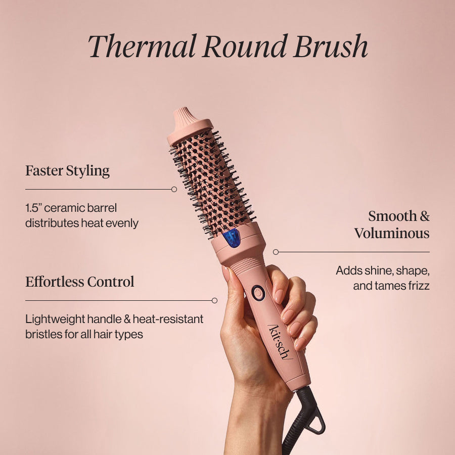KITSCH Terracotta Volumizing Thermal Round Brush — 1.5" ceramic barrel for frizz-free blowouts, smooth and bouncy volume at home