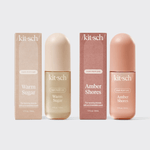 Kitsch Vanilla Vacation Duo – Warm Sugar and Amber Shores hair perfumes paired on a soft warm background