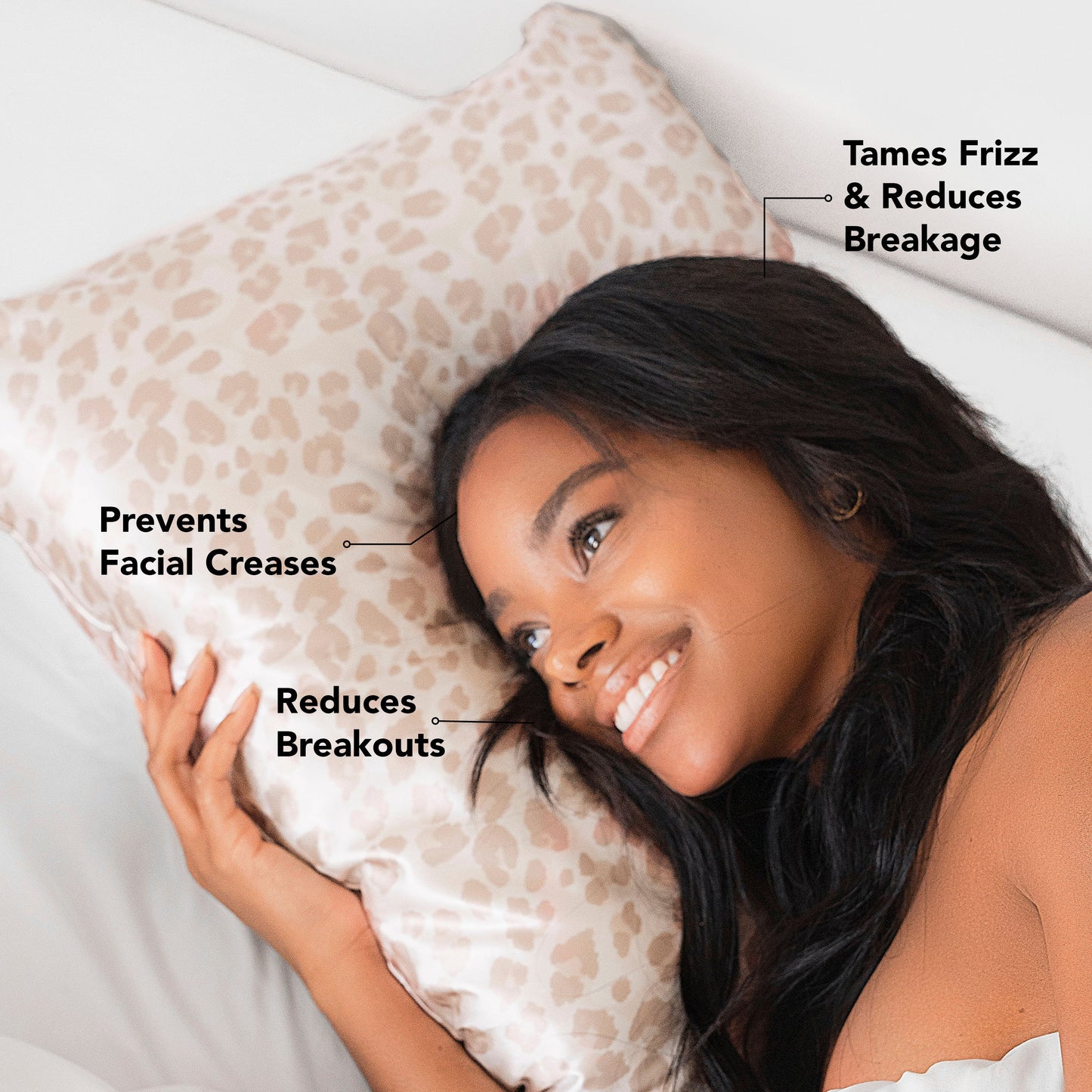 KITSCH Leopard Standard Satin Pillowcase — product highlights